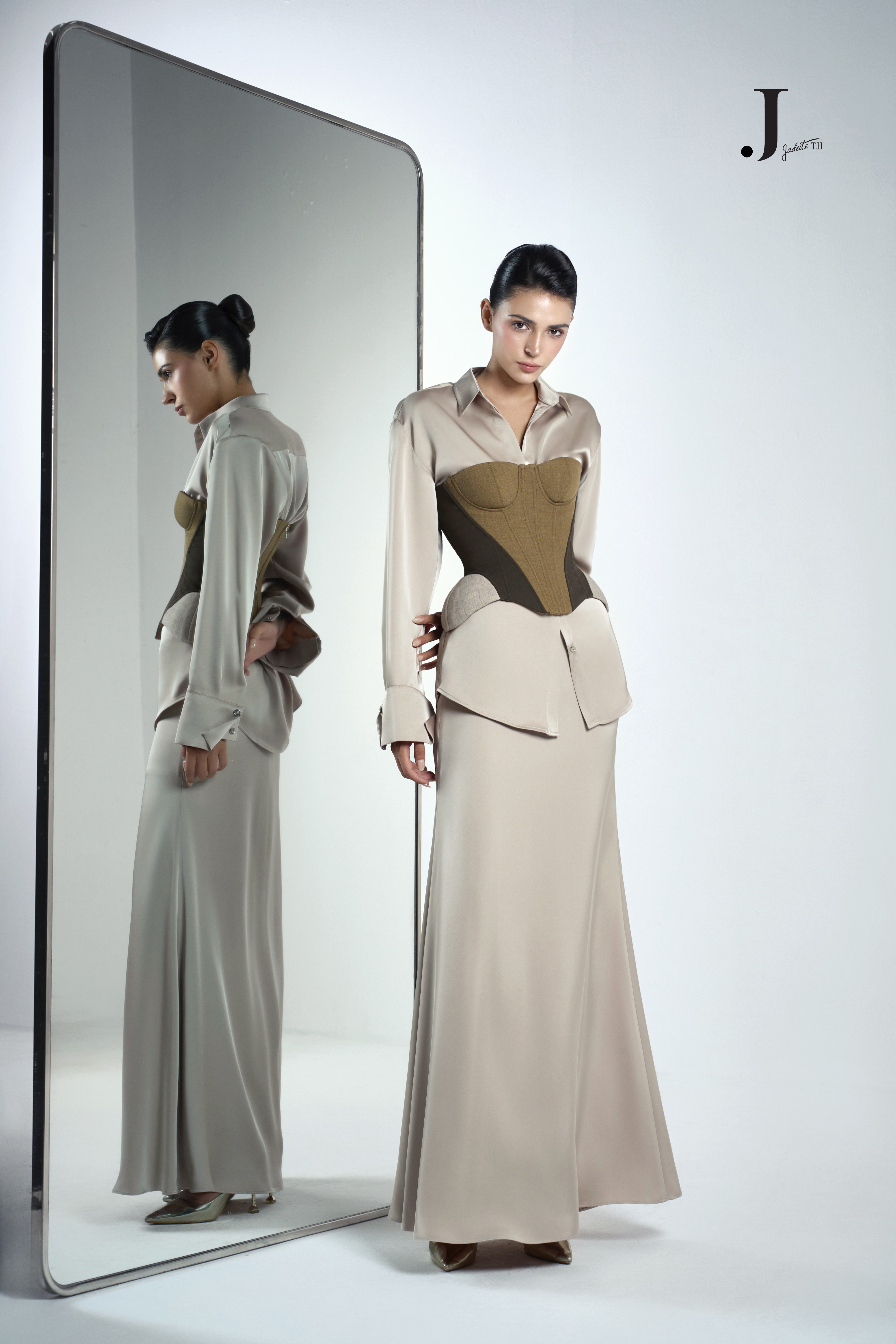 Iron Olive Corset & Planny Ver2. Nude Shirt & Kim N Maxi-Skirt