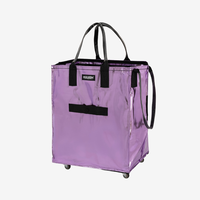 HK Rolling Tote Bag with Zip Top & Button Closure