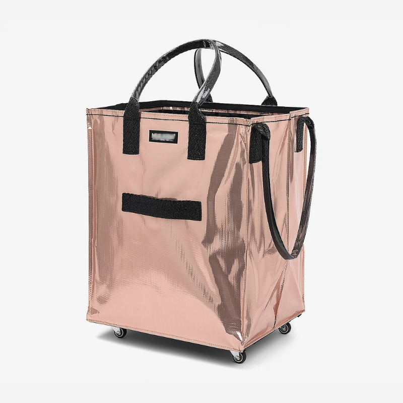 HK Rolling Tote Bag with Zip Top & Button Closure